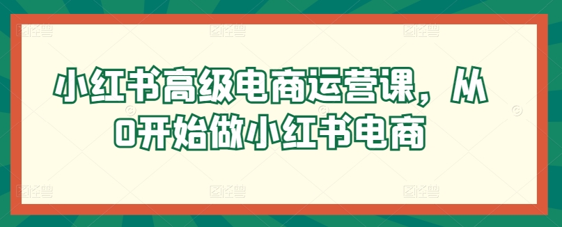 小红书高级电商运营课，从0开始做小红书电商-轻松搞定副业 - 高效赚钱方法和建议