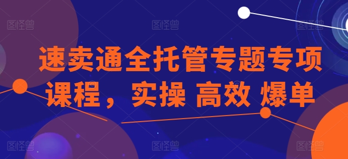 速卖通全托管专题专项课程，实操 高效 爆单-轻松搞定副业 - 高效赚钱方法和建议