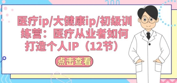 医疗ip/大健康ip/初级训练营：医疗从业者如何打造个人IP(12节)-轻松搞定副业 - 高效赚钱方法和建议