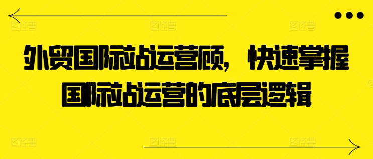 外贸国际站运营顾问，快速掌握国际站运营的底层逻辑-轻松搞定副业 - 高效赚钱方法和建议