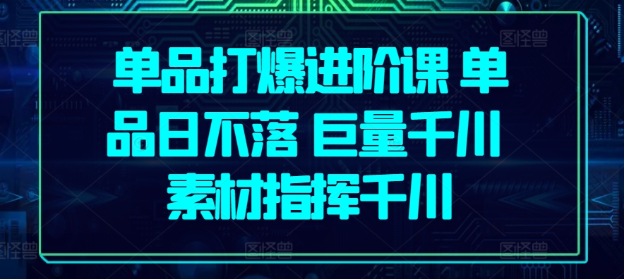 单品打爆进阶课 单品日不落 巨量千川 素材指挥千川-轻松搞定副业 - 高效赚钱方法和建议