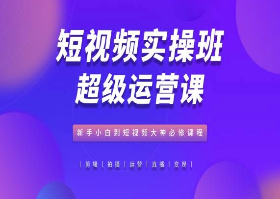 短视频实操班超级运营课，新手小白到短视频大神必修课程-轻松搞定副业 - 高效赚钱方法和建议