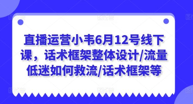 直播运营小韦6月12号线下课，话术框架整体设计/流量低迷如何救流/话术框架等-轻松搞定副业 - 高效赚钱方法和建议