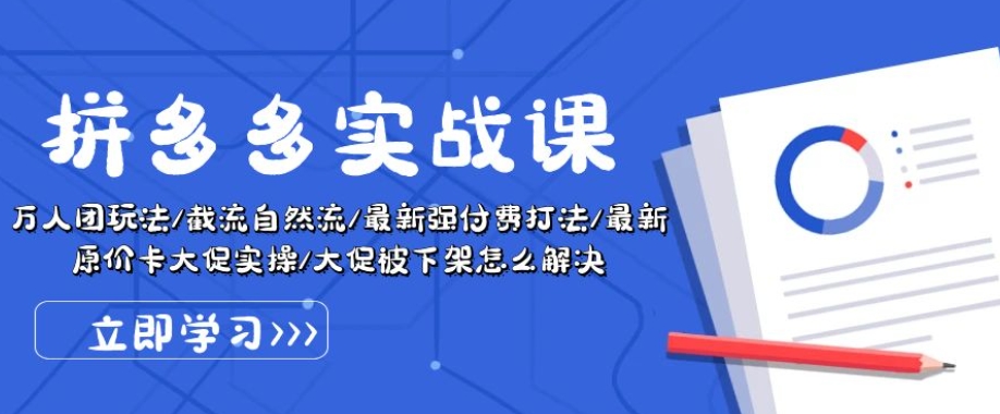 拼多多实战课：万人团玩法/截流自然流/最新强付费打法/最新原价卡大促..-轻松搞定副业 - 高效赚钱方法和建议