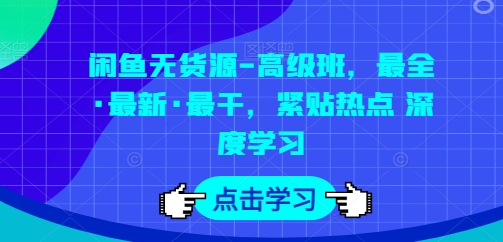 闲鱼无货源-高级班，最全·最新·最干，紧贴热点 深度学习-轻松搞定副业 - 高效赚钱方法和建议