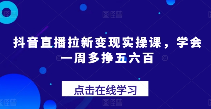 抖音直播拉新变现实操课，学会一周多挣五六百-轻松搞定副业 - 高效赚钱方法和建议
