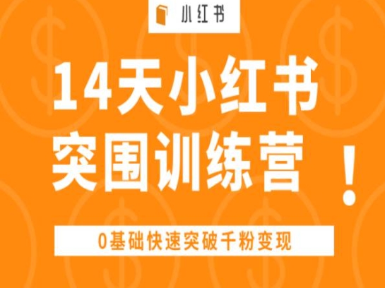 14天小红书突围训练营 ，0基础快速突破千粉变现-轻松搞定副业 - 高效赚钱方法和建议
