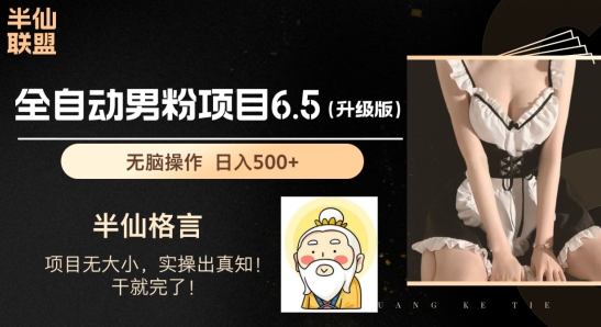 男粉项目6.5升级版，全自动男粉项目，日收入1K+【揭秘】-轻松搞定副业 - 高效赚钱方法和建议