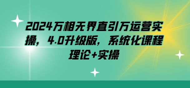 2024万相无界直引万运营实操，4.0升级版，系统化课程 理论+实操-轻松搞定副业 - 高效赚钱方法和建议