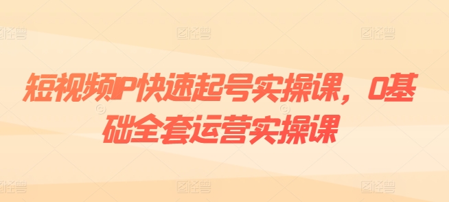 短视频IP快速起号实操课，0基础全套运营实操课，爆款内容设计+粉丝运营+内容变现-轻松搞定副业 - 高效赚钱方法和建议