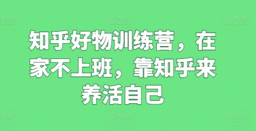 知乎好物训练营，在家不上班，靠知乎来养活自己-轻松搞定副业 - 高效赚钱方法和建议