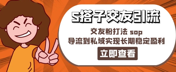 某收费888-S搭子交友引流，交友粉打法 sop，导流到私域实现长期稳定盈利-轻松搞定副业 - 高效赚钱方法和建议