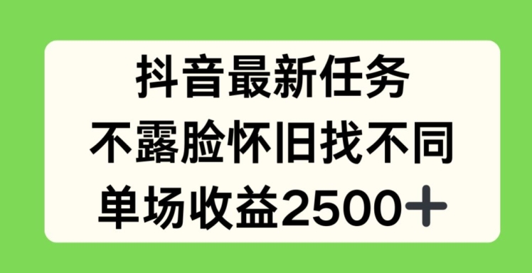 抖音最新任务，不露脸怀旧找不同，单场收益2.5k【揭秘】-轻松搞定副业 - 高效赚钱方法和建议