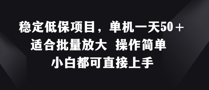 稳定低保项目，单机一天50+适合批量放大 操作简单 小白都可直接上手【揭秘】-轻松搞定副业 - 高效赚钱方法和建议
