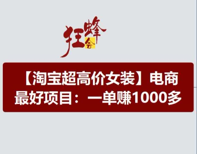 淘宝超高价女装项目，电商最好赛道，一单赚1000多-轻松搞定副业 - 高效赚钱方法和建议