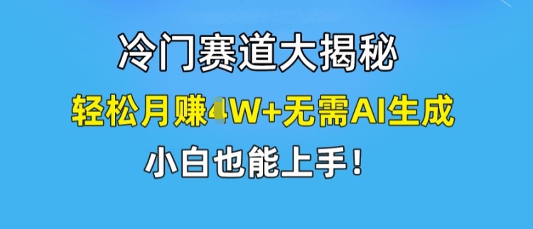 冷门赛道大揭秘，轻松月赚1W+无需AI生成，小白也能上手【揭秘】-轻松搞定副业 - 高效赚钱方法和建议