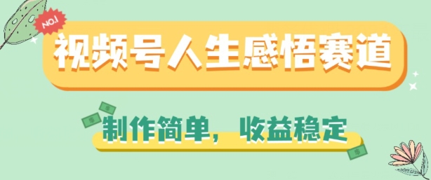 视频号人生感悟赛道，制作简单，收益稳定【揭秘】-轻松搞定副业 - 高效赚钱方法和建议