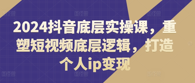 2024抖音底层实操课，​重塑短视频底层逻辑，打造个人ip变现-轻松搞定副业 - 高效赚钱方法和建议