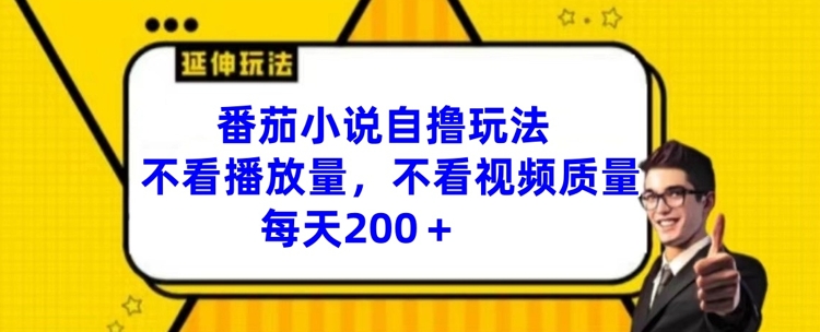 番茄小说自撸玩法，不看播放量，不看视频质量，每天200+【揭秘】-轻松搞定副业 - 高效赚钱方法和建议