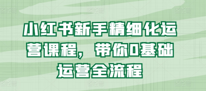 小红书新手精细化运营课程，带你0基础运营全流程-轻松搞定副业 - 高效赚钱方法和建议