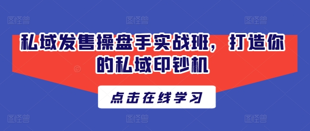 私域发售操盘手实战班，打造你的私域印钞机-轻松搞定副业 - 高效赚钱方法和建议
