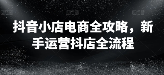 抖音小店电商全攻略，新手运营抖店全流程-轻松搞定副业 - 高效赚钱方法和建议