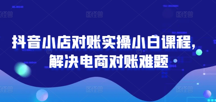 抖音小店对账实操小白课程，解决电商对账难题-轻松搞定副业 - 高效赚钱方法和建议