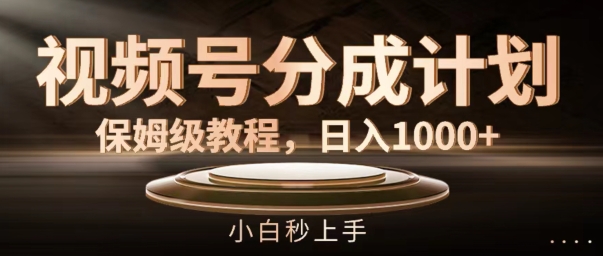 视频号分成计划保姆级教程，日入1K，小白秒上手【揭秘】-轻松搞定副业 - 高效赚钱方法和建议