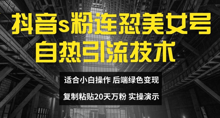 抖音s粉连怼美女号自热引流技术复制粘贴，20天万粉账号，无需实名制，矩阵操作【揭秘】-轻松搞定副业 - 高效赚钱方法和建议