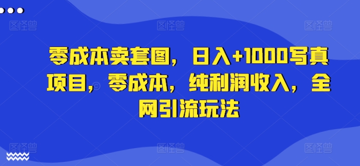 零成本卖套图，日入+1000写真项目，零成本，纯利润收入，全网引流玩法-轻松搞定副业 - 高效赚钱方法和建议