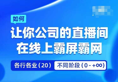 企业矩阵直播霸屏实操课，让你公司的直播间在线上霸屏霸网-轻松搞定副业 - 高效赚钱方法和建议