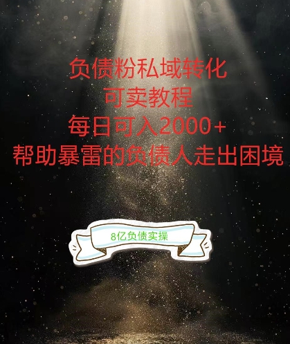 负债粉掘金计划，帮助负债者解决问题，债务规划，债务重组，最好的变现方式【揭秘】-轻松搞定副业 - 高效赚钱方法和建议