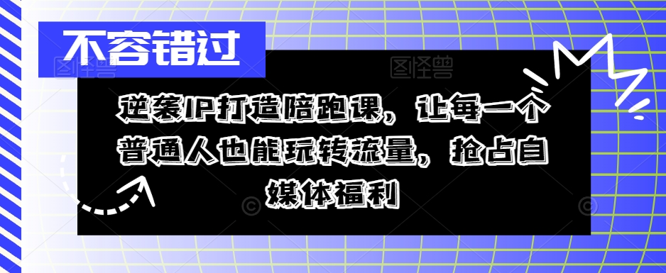 逆袭IP打造陪跑课，让每一个普通人也能玩转流量，抢占自媒体福利-轻松搞定副业 - 高效赚钱方法和建议