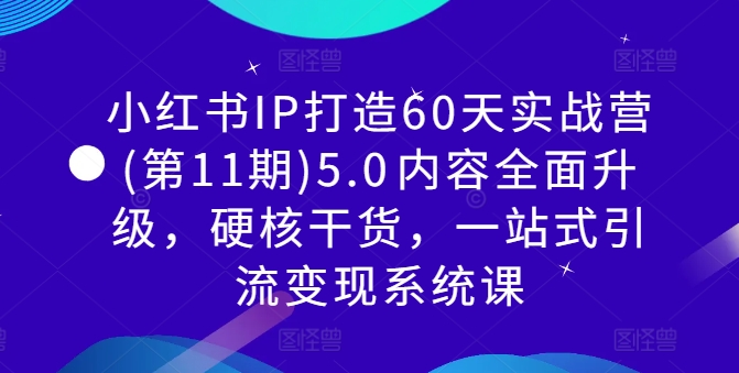小红书IP打造60天实战营(第11期)5.0​内容全面升级，硬核干货，一站式引流变现系统课-轻松搞定副业 - 高效赚钱方法和建议