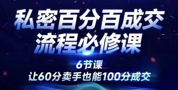 私密百分百成交流程线上训练营，绝对成交，让60分卖手也能100分成交-轻松搞定副业 - 高效赚钱方法和建议