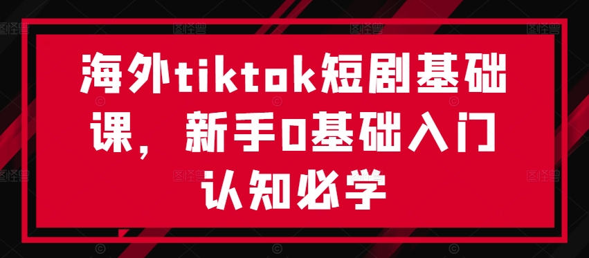 海外tiktok短剧基础课，新手0基础入门认知必学-轻松搞定副业 - 高效赚钱方法和建议