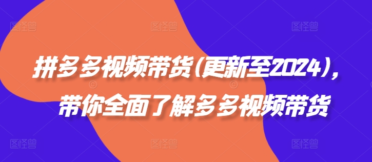 拼多多视频带货(更新至2024)，带你全面了解多多视频带货-轻松搞定副业 - 高效赚钱方法和建议