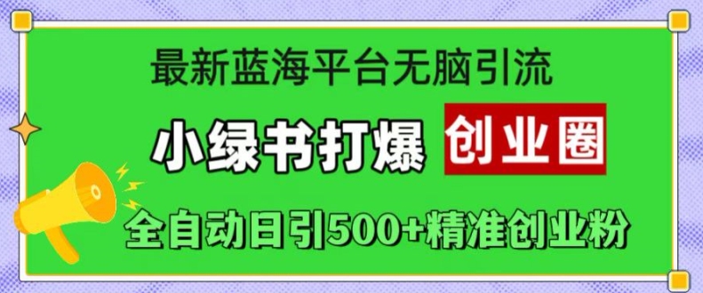 最新蓝海平台无脑引流，小绿书打爆创业圈，全自动日引500+精准创业粉-轻松搞定副业 - 高效赚钱方法和建议