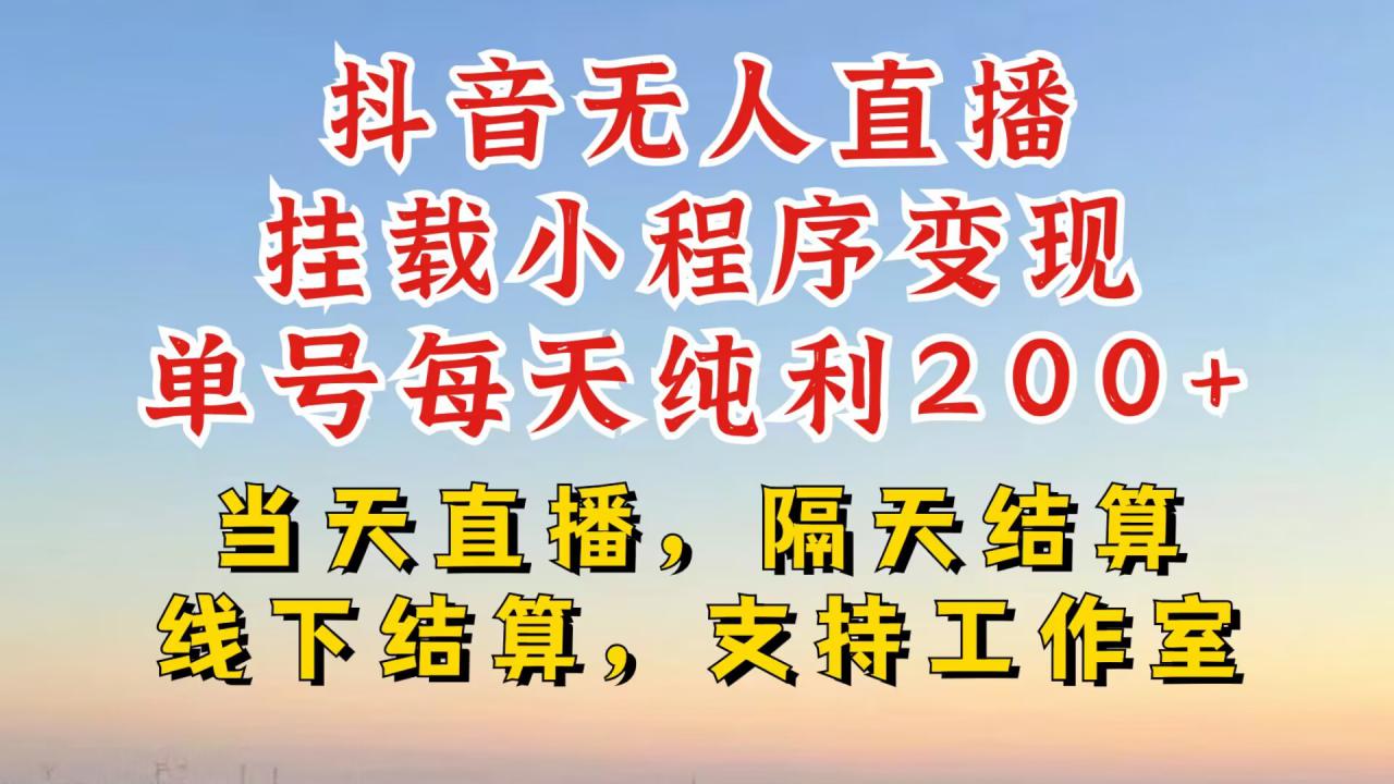 抖音无人直播挂载小程序，零粉号一天变现二百多，不违规也不封号，一场挂十个小时起步【揭秘】-轻松搞定副业 - 高效赚钱方法和建议
