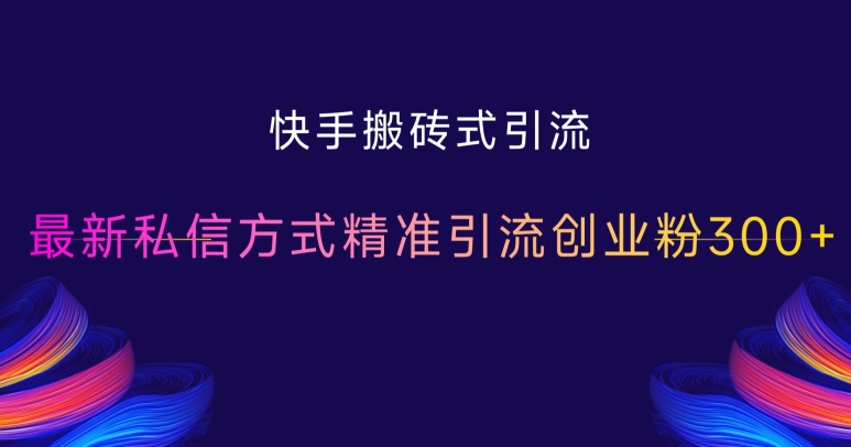 快手搬砖式引流，最新私信方式精准引流创业粉300+-轻松搞定副业 - 高效赚钱方法和建议