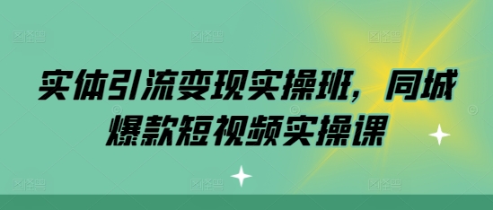实体引流变现实操班，同城爆款短视频实操课-轻松搞定副业 - 高效赚钱方法和建议