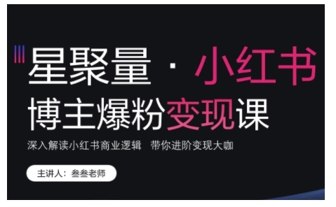 小红书博主爆粉变现课，深入解读小红书商业逻辑，带你进阶变现大咖-轻松搞定副业 - 高效赚钱方法和建议