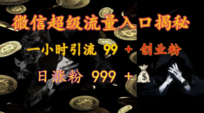 微信超级流量入口揭秘：一小时引流 99 + 创业粉，日涨粉 999 +-轻松搞定副业 - 高效赚钱方法和建议