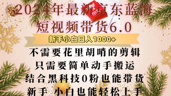 最新京东蓝海短视频带货6.0.不需要花里胡哨的剪辑只需要简单动手搬运结合黑科技0粉也能带货【揭秘】-轻松搞定副业 - 高效赚钱方法和建议