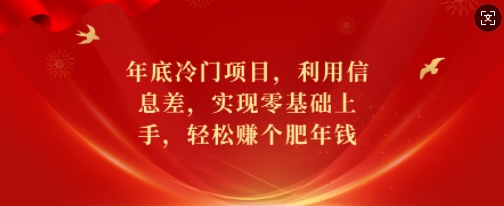 年底冷门项目，利用信息差，实现零基础上手，轻松赚个肥年钱【揭秘】-轻松搞定副业 - 高效赚钱方法和建议