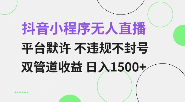 抖音小程序无人直播 平台默许 不违规不封号 双管道收益 日入多张 小白也能轻松操作【仅揭秘】-轻松搞定副业 - 高效赚钱方法和建议
