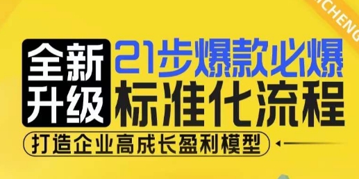 21步爆款必爆标准化流程，全新升级，打造企业高成长盈利模型-轻松搞定副业 - 高效赚钱方法和建议