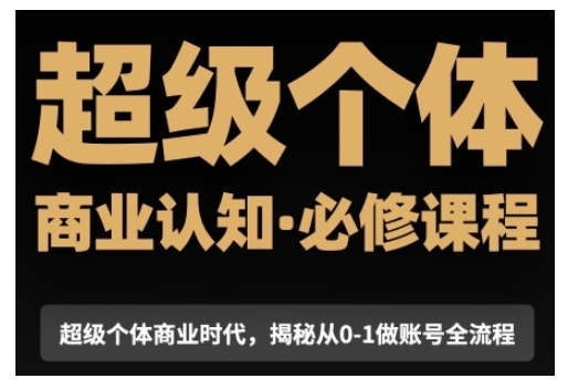 超级个体商业认知觉醒视频课，商业认知·必修课程揭秘从0-1账号全流程-轻松搞定副业 - 高效赚钱方法和建议