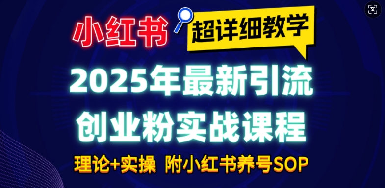 2025年最新小红书引流创业粉实战课程【超详细教学】小白轻松上手，月入1W+，附小红书养号SOP-轻松搞定副业 - 高效赚钱方法和建议