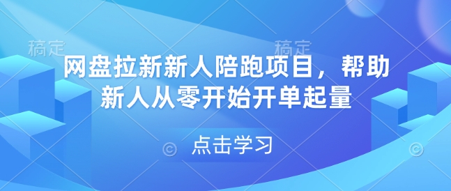 网盘拉新新人陪跑项目，帮助新人从零开始开单起量-轻松搞定副业 - 高效赚钱方法和建议
